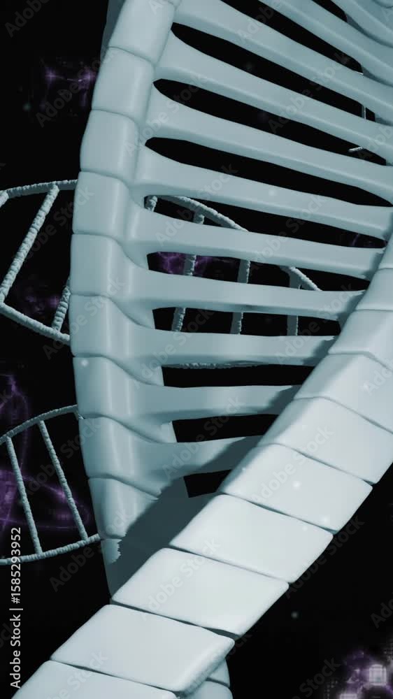 Poster dna strand processing with binary coding, scientific data animation in school lab