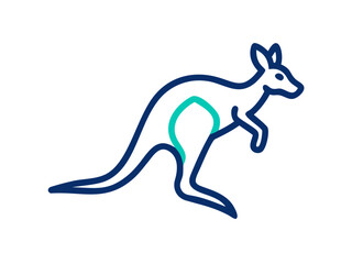 Fototapeta premium Cute outline illustration of a kangaroo. This simple, outlined vector graphic showcases a kangaroo in a playful, stylized manner.
