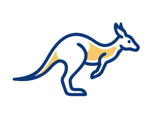 Fototapeta premium Cute outline illustration of a kangaroo. This simple, outlined vector graphic showcases a kangaroo in a playful, stylized manner.