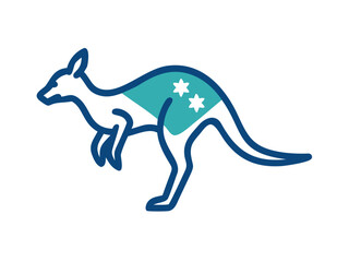 Fototapeta premium Cute outline illustration of a kangaroo. This simple, outlined vector graphic showcases a kangaroo in a playful, stylized manner.