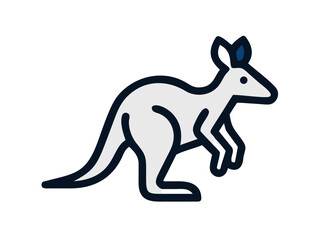 Fototapeta premium Cute outline illustration of a kangaroo. This simple, outlined vector graphic showcases a kangaroo in a playful, stylized manner.