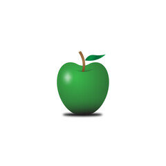 green apple 3d flat design icon isolated with stroke line for web icon graphic resources eps 10