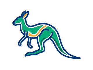 Obraz premium Cute outline illustration of a kangaroo. This simple, outlined vector graphic showcases a kangaroo in a playful, stylized manner.