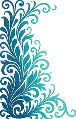 Teal and Blue Floral Corner Accent Vector Graphic