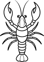 Lobster fish outline icon on transparent background
