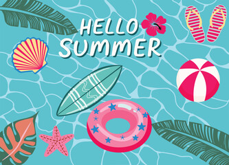 Hello summer poster design template