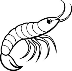 Shrimp fish outline on transparent background.