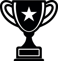 Trophy silhouette icon on transparent background.