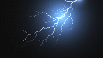 Light blue isolated vector lightning png. Realistic natural neon lightning effectThunderstorm. Blitz Lightning Thunder Light Sparks Storm Flash Thunderstorm.