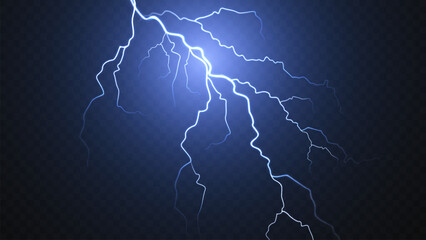 Light blue isolated vector lightning png. Realistic natural neon lightning effectThunderstorm. Blitz Lightning Thunder Light Sparks Storm Flash Thunderstorm.
