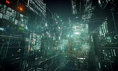 Futuristic Gridscape: Digital Cityscape Visualization with Advanced Technology - Powered by Adobe