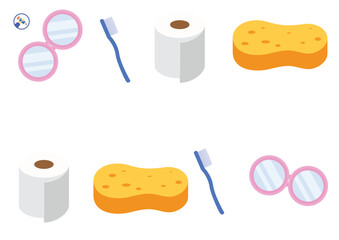 Toilet paper icons set. Isometric set of toilet paper vector icons for web design