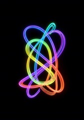 a dynamic visual effect. Abstract swirling energy trails form a glowing abstract oval shape with vibrant colors. Light in motion a dark background, 3D render of glowing light trails in vibrant rainbo