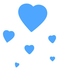 Six cœurs de couleur bleue