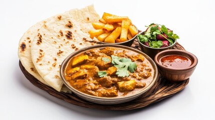 Indian Culinary Feast: A vibrant and mouthwatering scene of Indian cuisine is presented, showcasing the rich tapestry of flavors, textures, and aromas in a photorealistic display.
