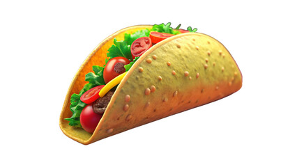 Delicious taco with beef tomatoes lettuce and yellow pepper for mexican food lovers and fast food enthusiasts