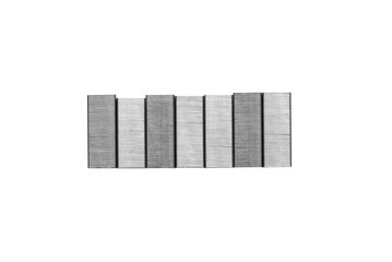 Staples isolated. Row of metal staples for stapler gun isolated on transparent background, border....
