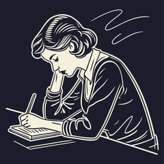 Cartoon vector illustration of a girl sitting with a book