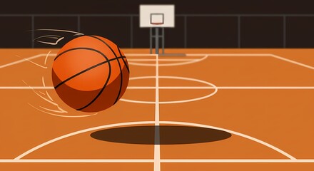 Fototapeta premium Basketball in Motion Orange Ball Court Jump Shot Sport.