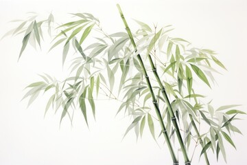 Fototapeta premium Painting of bamboo plant freshness cannabis.