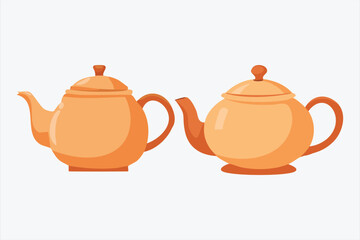 Two Orange Teapots Illustration Simple Design Kitchenware