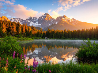 sunset in the mountains