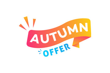Autumn Offer Seasonal Sale, Discount, Promotion, Ribbon, Banner