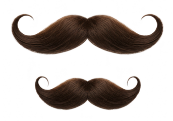 A pair of brown mustaches isolated on a transparent background