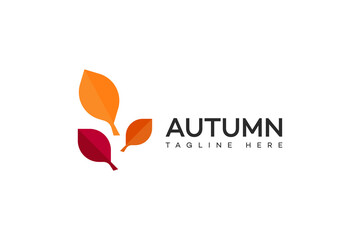 Obraz premium Autumn Logo Design Three Abstract Leaves, Fall Colors