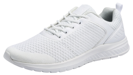 Modern White Athletic Sneaker with Mesh Texture Isolated on Transparent Background