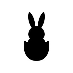 Rabbit with egg silhouette vector flat illustration design.