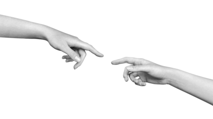 Collage Two hands reaching out to each other.
Gesture of connection. Touch. Helping hand. Support. Hope.
