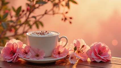 cup of coffee with flowers
