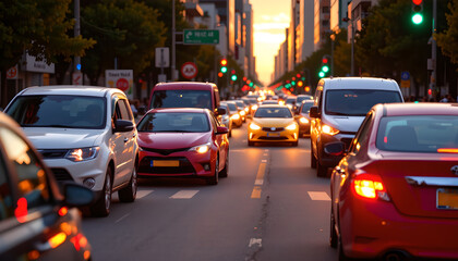 Evening traffic congestion urban city photo sunset street view urban mobility challenges