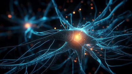 neurons moving in brain as neural network - Powered by Adobe