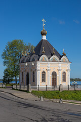Chapel of the Kazan Icon of the Mother of God, historic orthodox landmark on the Volga River embankment in Rybinsk, Russia