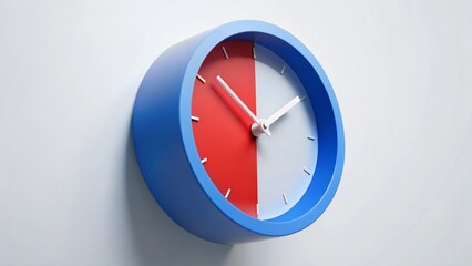 Blue and red wall clock time management concept deadline reminder office decor punctuality schedule appointment