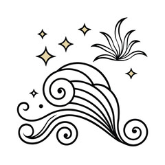 Fototapeta premium Vector abstract line wave elements in art deco style for decorative composition vector line art on white background