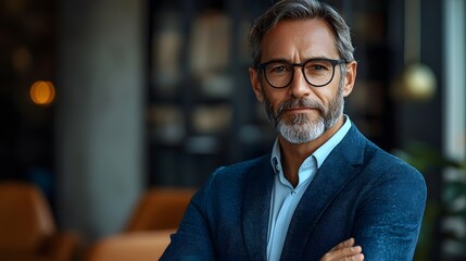 Confident poised executive portrait of a mature businessman