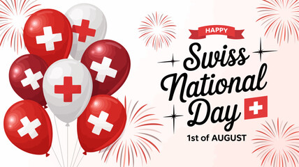 Swiss national day celebration with a bold brush stroke of the swiss flag
