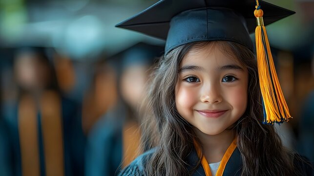 Smiling child in graduation cap inspired by education and dreams - Powered by Adobe