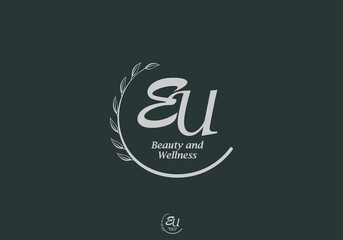 EU Monogram with Leaf Emblem for Beauty and Wellness Brand