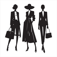 Minimalist Fashion Silhouette - Chic and Timeless Style , black colour vactor 