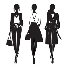 Minimalist Fashion Silhouette - Chic and Timeless Style , black colour vactor 
