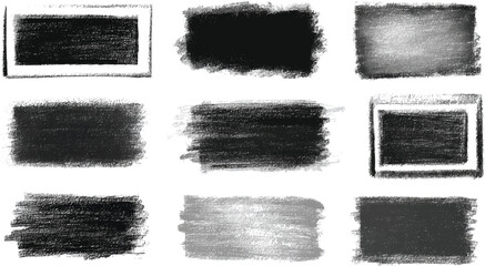 Grunge Rectangle Frame Set &ndash; Black Dry Brush Borders & Textured Ink Strokes