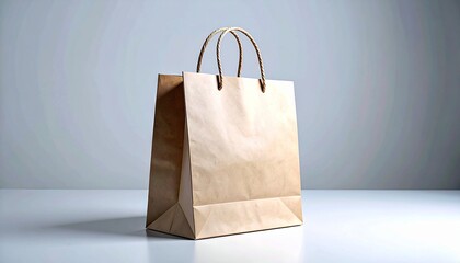 Realistic shopping bag mockup with brown kraft paper and clean lighting setup