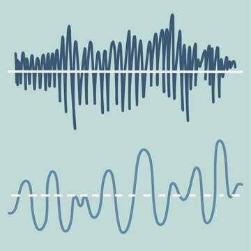 Set of Abstract Hand drawn Waveform Grid Technology Background in Blue Hues