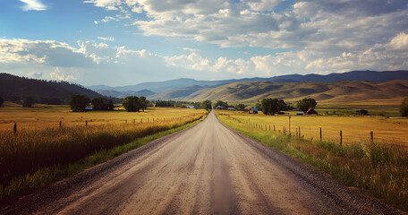 Aventuras y viajes por carretera.Carretera y campos