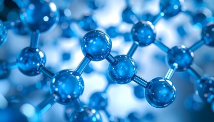 Close-up of  blue molecule structure