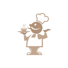 Chef Culinary Icon, A whimsical culinary chef proudly presents a steaming bowl, embodying the essence of fine dining and expert cooking, inviting foodies to a gastronomic delight.